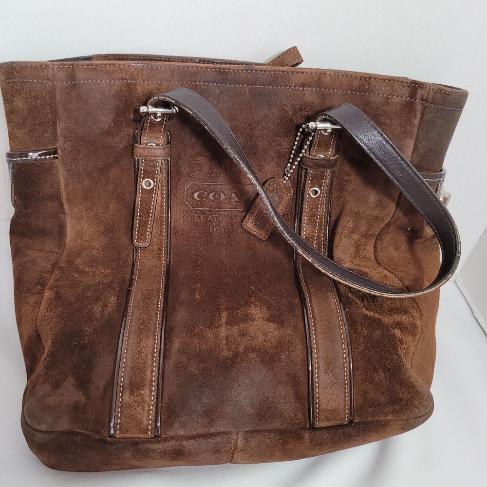 Coach Leatherware Brown Suede Leather Large Tote Bag Vintage Y2K *Flaw - Picture 14 of 16